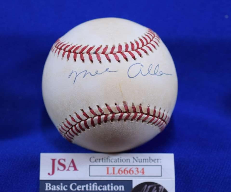 Автограф Мэла Алън JSA Coa С автограф OAL Американската лига бейзбол