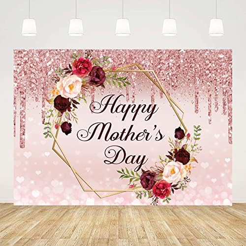 Ticuenicoa 9x6 фута Честит Ден на Майката Фон От Розово Злато Бордо Цветен Блясък Боке Фонови Украса Ден на