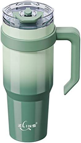 Чаша ZLINS 40 грама с дръжка, капак и соломинкой, Чаша с вакуумна Изолация, Запечатани Кафе Пътна чаша от неръждаема