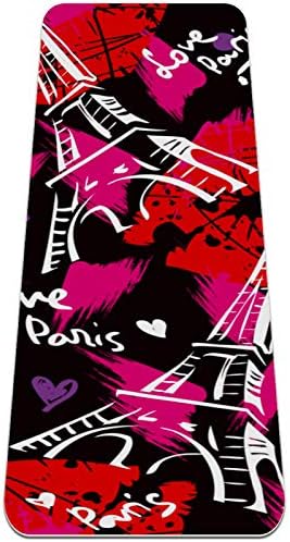 Siebzeh Графити Айфеловата кула Червено Секси Устата Премиум-Дебела подложка за Йога Екологично Чист Гумена