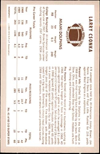 1970 Kellogg ' s 41 Лари Чонка Маями Долфинс (Футболна карта) в Ню Йорк Долфинс Сиракуза
