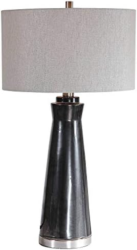 Керамична Настолна Лампа С Абсолютно Тъмно Въглища Глазура Arlan