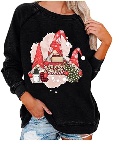 FlekmanArt Женски Грозни Коледни Потник, Блуза с кръгло деколте, Блузи С 3D Принтом, Без Грозен Коледен Пуловер