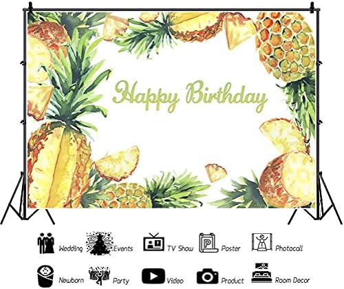 DORCEV 20x10ft Годишният Ананас Фон честит Рожден Ден на Прекрасната Жълти Плодове Тропически Листа Фон За Снимки