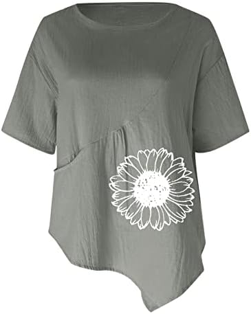 NOKMOPO/ реколта тениски, мода 2023, ежедневни тениска от памук и лен с къс ръкав и принтом, потник, блуза
