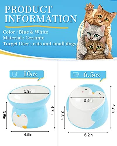 Керамични Купи за котки Kechuntech - Красиви Купички за домашни любимци с Приповдигнато наклон за храна и вода,