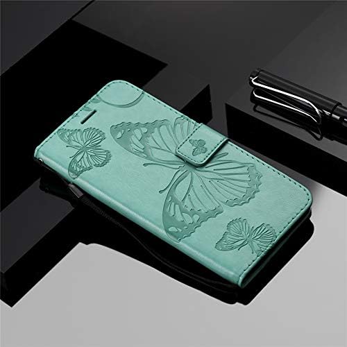 MEIKONST Калъф за Galaxy A20S, Модерен Ретро чанта за носене-за награда от изкуствена кожа с релефно под формата на 3D Пеперуди, Флип-портфейл с магнитна стойка, Държач за карт