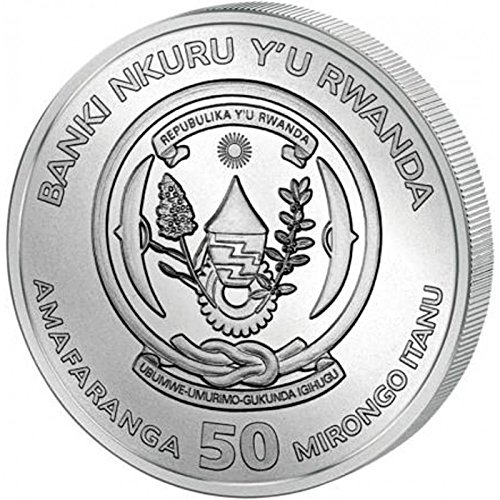 2015 RW Африканска унция CAPE BUFFALO 1 Унция Сребърни монети на Дивата природа в фолиото мента - Руанда 50