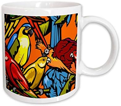 Керамична чаша 3dRose с шарени Папагали и тропически птици, 11 Грама