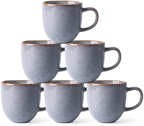 Чаши за кафе AmorArc на 12 унции, колекция от керамични кафе на steins от 6 броя за мъже, жени, бащи, майки, модерните чаши за кафе с дръжка за лате/капучино/мляко / какао. Могат