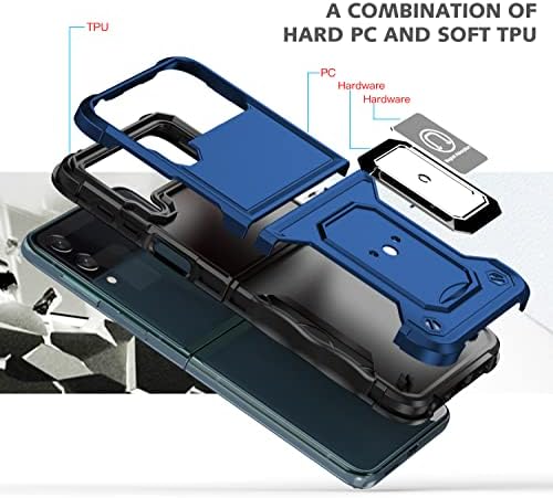 Съвместим с Samsung Galaxy Z Flip 4 Case Тежки Брони Хибриден Силикон Военен Водоустойчив Твърд калъф устойчив на удари калъф с магнитна стойка (Ментов)