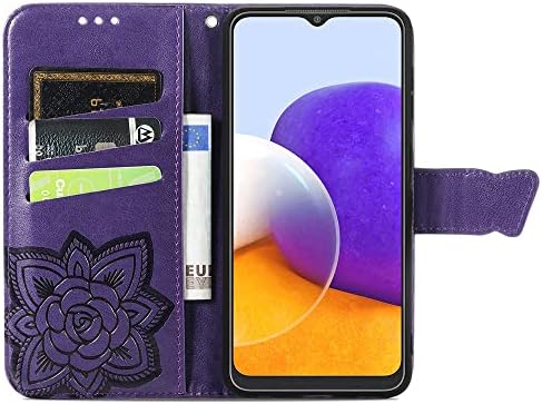 Asdsinforu Калъф Galaxy A22 4G, Стилен калъф-портфейл с Подобрени релефни, Отделение за кредитни карти с поставка