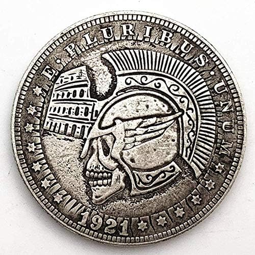 Монета на Повикване 1921 Блуждающая Монета Череп и Кости Pirate Медни Стара Сребърна Възпоменателна Монета за