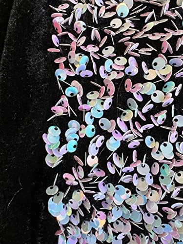 Стефани, Преливащи се цветове, Бели пайети припокриване на Черна Еластична Бархатную Кърпа за Халати, Дрехи, Костюми, Diy - 10185
