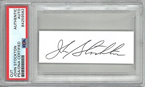 Джон Стоктън Подписа Cut Signature Psa Dna 84259582 Hof, който влиза в Топ 50 на легендите на джаза - Снимки на НБА с автограф