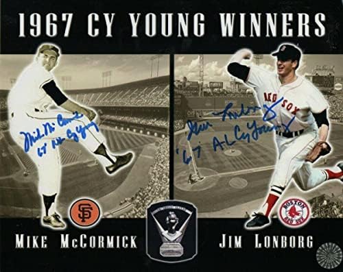 Майк Mccormick и Джим Лонборг Подписаха Снимка с автограф 8X10 Джайънтс Red Sox w / COA - Снимки на MLB с автограф
