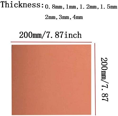Метален лист YIWANGO Pure Copper Cu 200 мм x 200 мм-дебелина на: Лист чиста мед 2 мм (Размера, Дебелина: 0,8