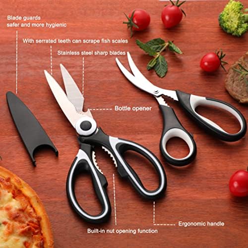 Кухненски ножици OMDAR, 3 опаковки - Доживотна гаранция За подмяна - Кухненски Ножици от неръждаема Стомана