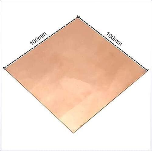 NIANXINN Метален лист от чиста мед Фолио табела 2x100x100 мм Вырезанная Медни метална плоча Лист от чиста мед