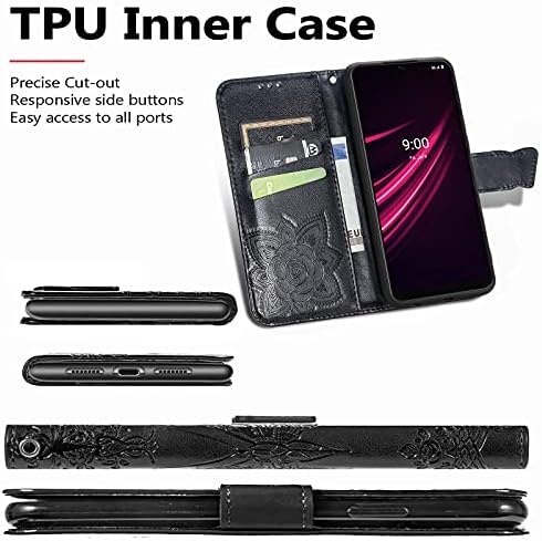 Ysnzaq за T-Mobile REVVL V + 5G Чанта-портфейл за телефон, Калъф от Изкуствена кожа с релефно под формата на