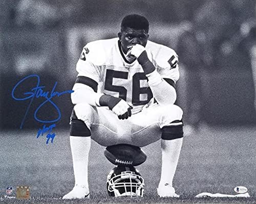 Лорънс Тейлър с автограф Ню Йорк Джайентс 16x20 Снимка W / HOF 99 Бекет Свидетелствувам, тъй като той Седна на каската - Снимки NFL с автограф
