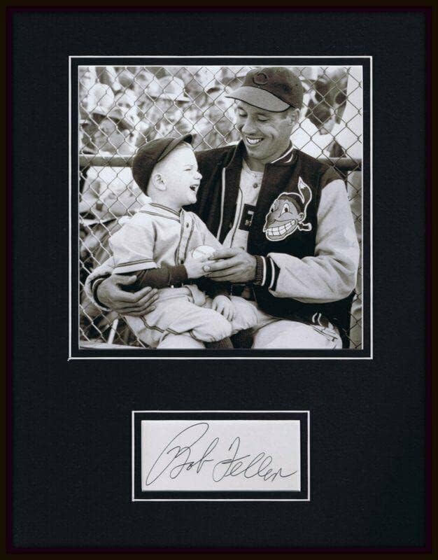 Дисплей за снимки с надписи на индианците Боб Феллера в Рамката на 11x14 JSA - Снимки на MLB С автограф