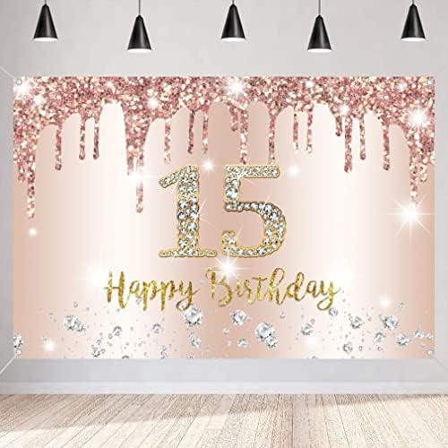 Украса с 15-ти Рожден Ден, на Фона на Рожден Ден, Банер за момичета, Текстилен Плакат с Надпис Happy 15 Years