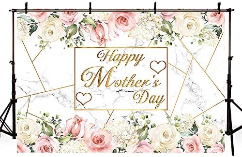 AIBIIN 7x5ft Щастлив Фон Ден на Майката Румяно-Розов Цветен Мрамор Фон За Снимки Обичам майка ми, Обичам Те,