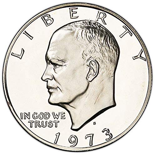 Чеканный долар Айзенхауер 1973 г., избраният от монетным двор на САЩ, без да се прибягва