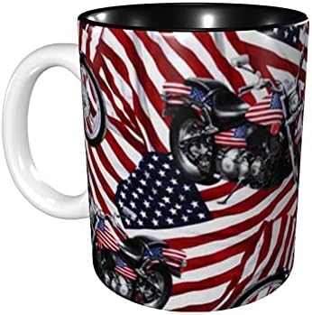 Американски Флаг Мотоциклет САЩ Патриотични Забавни Чаши за Кафе Керамична Чаша за Мъже Жени Чай 11 Грама Новост Уникални, най-Добрите Подаръци Микровълнова Печка ?