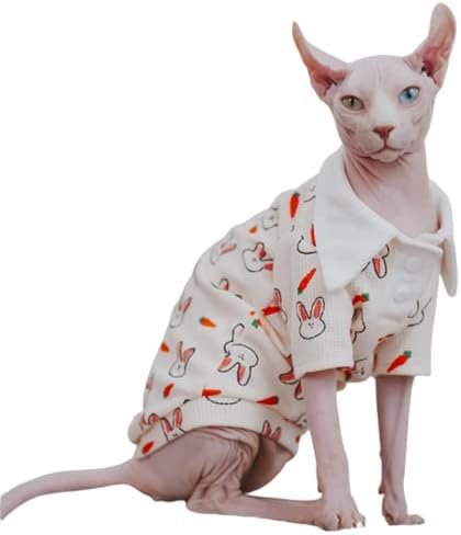 WCDJOMOP Облекло за Безволосых котки - Пролет-Есен Памучен Тениска-Поло, Пуловер с дълги ръкави и Животните