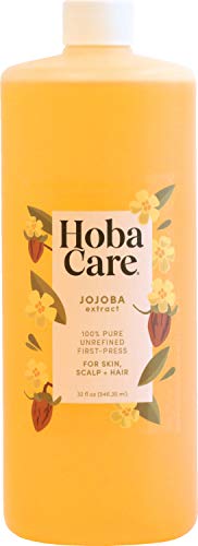 HobaCare Масло от Жожоба - Чисто масло от Жожоба Суров, студено пресовано за кожата на главата и ноктите