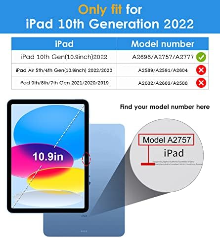 Оригинален калъф за iPad на 10-то поколение 10,9 инча 2022, тънка трехстворчатая поставка, Мека делото от TPU с притежател на молив за iPad 10 Case - Поддръжка на Touch ID, автоматичен