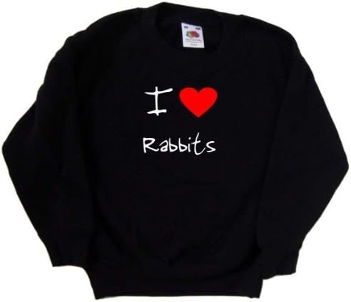 I Love Heart Rabbits Черна Детска Hoody