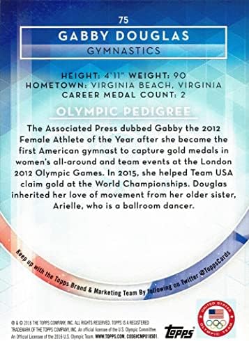 На олимпийските игри Topps 75 Картичка на националния отбор на САЩ по спортна гимнастика Габби Дъглас