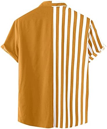 XXBR Мъжки Ежедневни Летни Ризи с Къс ръкав копчета в стил Хипи Вертикални Райета Свободно Намаляване на Плажни