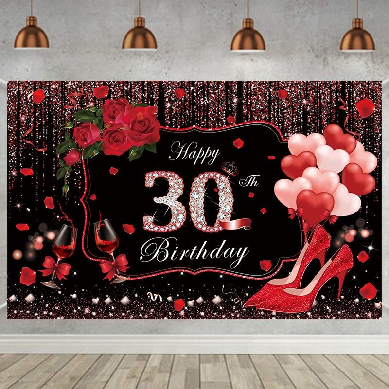 Червен Банер с 30-та годишнина, Бижута за жени, Червен, Черен, С Пайети, с Диаманти, Червени Обувки на Висок