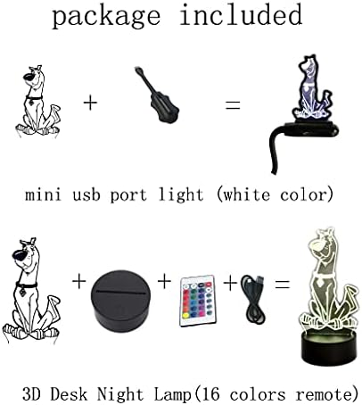 Куче Скуби 3D Илюзия Настолна Лампа LED Аниме Лампа 16 Цвята Дистанционно Управление, Детска Спалня Тенис лека нощ за Деца