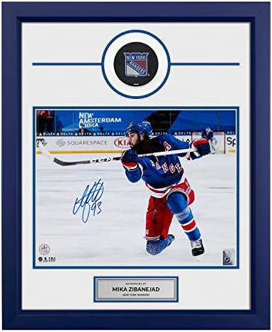 Мика Зибанежад Ню Йорк Рейнджърс С автограф На рамка за миене размер 20х24 инча - Снимки на НХЛ с автограф