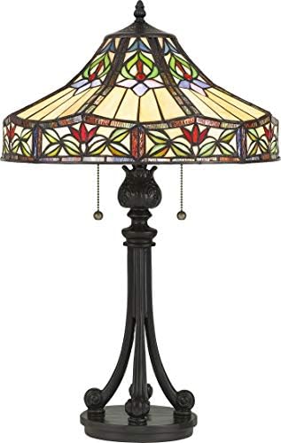 Настолна лампа Quoizel TF5218TVB Geller Тифани Orchid, 2 Лампа с мощност 150 W, Реколта Бронз