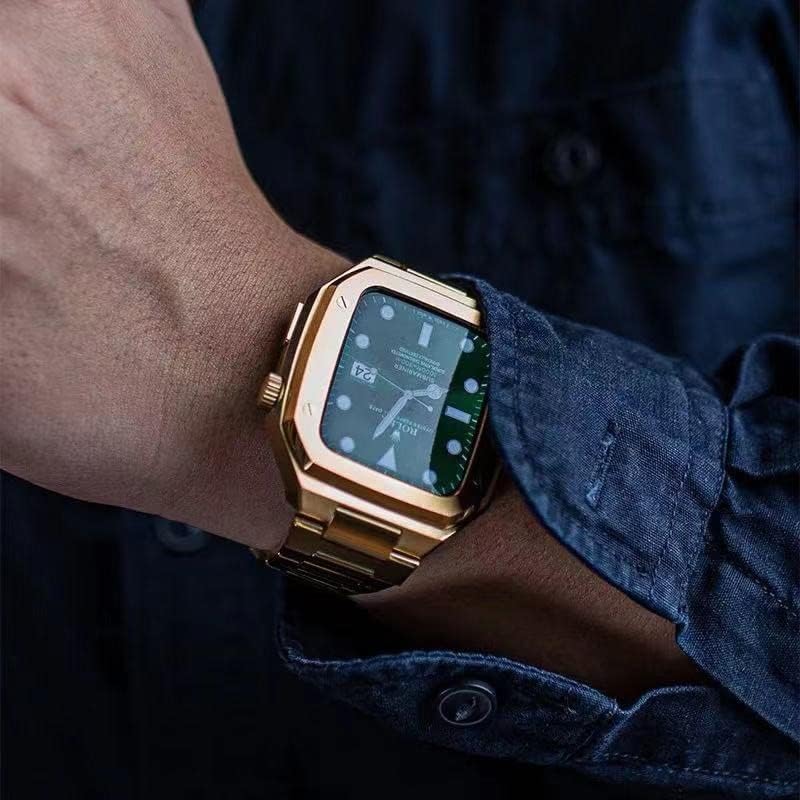 NIBYQ Метален комплект за дооснащения за Носене Каишка за Apple Watch Band 45 мм 44 мм висок Клас гривна от