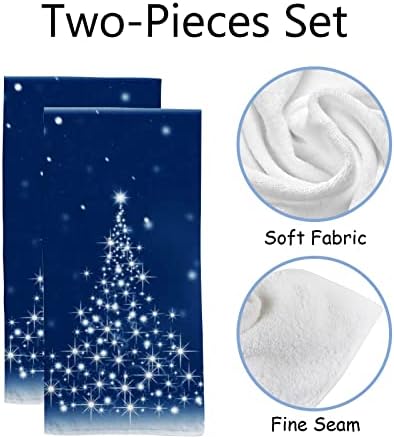 Vantaso Blue Christmas Tree Зимните 2 Опаковки Кърпи за ръце за Баня, Кухненски Кърпи, Кърпи за баня от Микрофибър