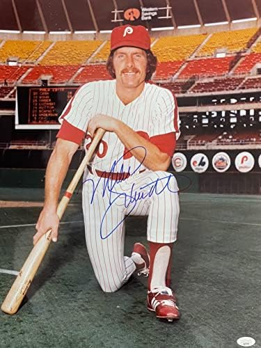 Бейзболна снимка на Майк Шмид с автограф 16x20 (JSA) - Снимки на MLB с автограф