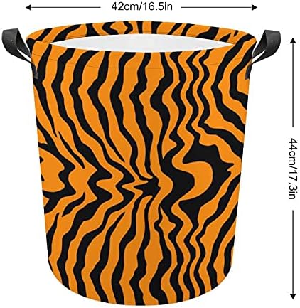 Чанта за дрехи в Тигровую Оранжеви Райета С Дръжки с Кръгла Кошница Водоустойчив Кошница За Съхранение Сгъваема