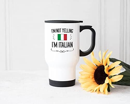 Чаши за кафе Casitika Смешни Italian Pride. Пътна чаша с италиански флаг с тегло 14 грама. Аз не крещя, че съм