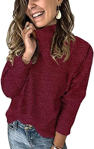 Пуловер с висока Воротом за Жени, Зима-Есен, Обикновена Пуловери с Дълъг Ръкав и Въздушно Топка, Пуловер, Връхни