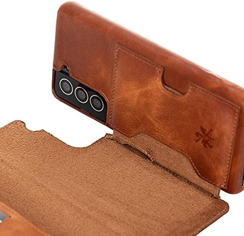 Кожен калъф-портфейл Venito Florence за телефон, съвместим с Samsung Galaxy S21 - Допълнителна защита с RFID