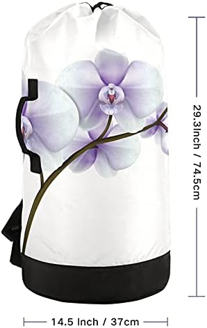 Раница за пране с лилави цветове на Орхидея, Голяма Тежкотоварни Чанта за пране с плечевыми ленти, Водоустойчива