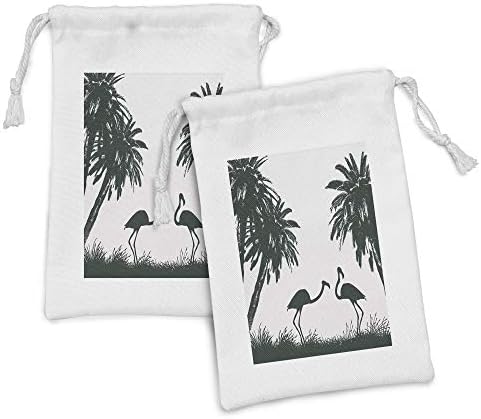 Комплект от 2 чанти от естествена материя Ambesonne, с участието на птици, фламинго и Палми в Екзотични тропически