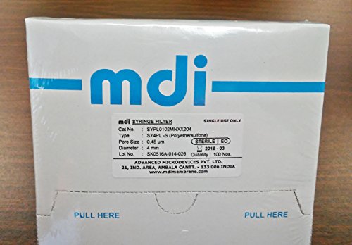 MDI SYPL0102MNXX204 Полиэфирсульфоновый Мембрана Шприцевой филтър, Диаметър 4 мм, размер на порите 0,45 μm,